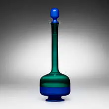 Gio Ponti, Morandiana bottle with stopper, model 4491, 1949-1950, incalmo glass