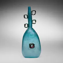 Anzolo Fuga, Vase with applied details, c. 1955, bollicine glass with applied details