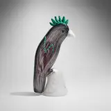 Pappagallo, model 2763 by Fulvio Bianconi, c. 1953, glass with lattimo filigree canes and pasta vitrea applications, sold Dec 2025