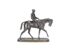 Pierre-Jules Mêne, patinated bronze equestrian figure OF 'Jockey À Cheval No. 1 (Vainqueer Du Derby)', patinated bronze
