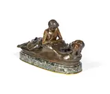 Emmanuel Frémiet, patinated bronze figural group of  'Pan et Ours', Bronze