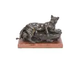Charles Valton, patinated bronze model of a lioness