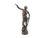 Jean Antonin Mercié, patinated bronze figure of 'David Vainqueur De Goliath', patinated bronze