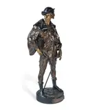 Émile Louis Picault, patinated and gilt bronze figure of an Escholier