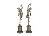 Giambologna, pair of patinated bronze figures of Mercury and Fortuna, patinated bronze