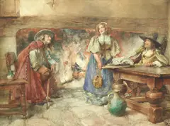 Edgar Bundy, The rivals, watercolour