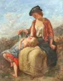 Paul Falconer Poole, A daughter's gift, oil on canvas laid to board