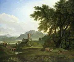 Joseph, An extensive landscape with ruins and cattle, oil on canvas