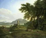 Joseph, An extensive landscape with ruins and cattle, oil on canvas
