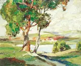 Wiltshire landscape by Samuel John Lamorna Birch, Ra, Rws, Rwa, oil on board, offered Jul 2018
