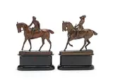 John Willis Good, pair of late 19th century bronze equestrian models of huntsman, bronze