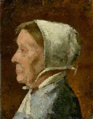 Alte Belgierin by Lesser Ury, 1882, Öl auf Leinwand. Doubliert, sold Nov 2019