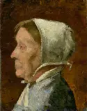 Lesser Ury, Alte Belgierin, 1882, Öl auf Leinwand. Doubliert