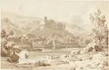 Ernst Fries, Heidelberg, Schloss und Altstadt vom Ziegelhäuser Ufer