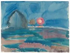 Walter Gramatté, Mondaufgang auf Hiddensee, 1921, Aquarell auf Papier (aus einem Skizzenblock)