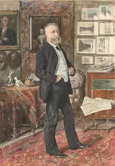 Franz Skarbina, Porträt Dr. Seraphim Hubert Dumont, 1888, Aquarell auf Papier