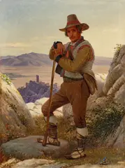 Hirte bei Olevano by Jørgen Valentin Sonne, Öl auf Leinwand, sold Dec 2021