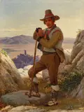 Jørgen Valentin Sonne, Hirte bei Olevano, Öl auf Leinwand