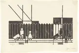 Gerd Arntz, Zaun, 1924, Holzschnitt auf Japan