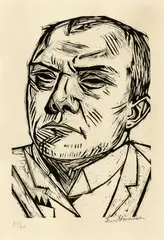 Selbstbildnis by Max Beckmann, 1922, Holzschnitt auf Bütten, sold Dec 2020