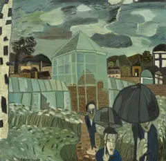 Peter Herrmann, Spaziergang in Pillnitz, 1980, Acryl auf Hartfaser