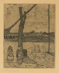 Die Gänsemagd by Paula Modersohn-Becker, Radierung mit Aquatinta auf Papier, sold Jul 2020