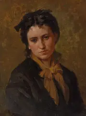 Thomas Couture, Porträt einer jungen Frau, Öl auf Leinwand. Doubliert