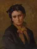 Thomas Couture, Porträt einer jungen Frau, Öl auf Leinwand. Doubliert