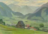 Otto Modersohn, Blick ins Tal (Hindelang), 1934, Öl auf Leinwand