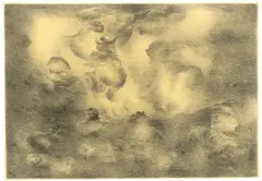 Landschaft mit Wirbel (Profil-Serie) by Richard Oelze, 1964, Bleistift auf gelblichem Papier (Prägestempel: Schoeller Turm), sold Jul 2020