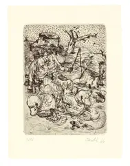 Hirte by Georg Baselitz, 1966, Kaltnadel auf Velin, sold Jul 2020