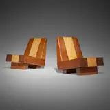 Zanini de Zanine Caldas, Especies low chairs, pair, 2013, ipê, maçaranduba, caviúna, peroba, gonçalo-alves and cumaru