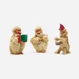 Roullet & Decamps, Automatons, set of three, papier-mâché, painted wood, fur, metal