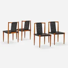 Tomlinson, Dining chairs, set of four, 1957, leather, oak