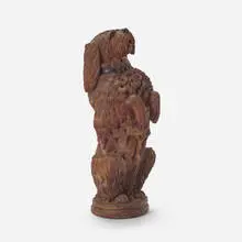 Bavarian, Carved dog, c. 1905, wood, glass