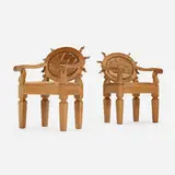 Mike Diaz, Rey sol chairs, pair, c. 2020, cedar, mesquite