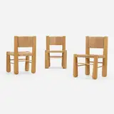Ricardo Legorreta, Vallarta chairs, set of three, 1972, pine, woven palm