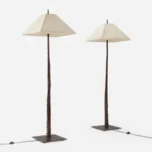 Kathleen O'Keefe, Octopus floor lamps, pair, c. 2010, cast iron, silk