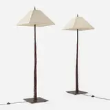 Kathleen O'Keefe, Octopus floor lamps, pair, c. 2010, cast iron, silk