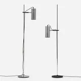Arnold Berges, Floor lamps, pair, c. 1970, aluminum, chrome-plated steel, enameled steel