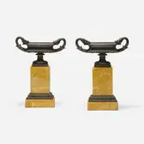 Grand Tour, Table urns, pair, marble, cast bronze