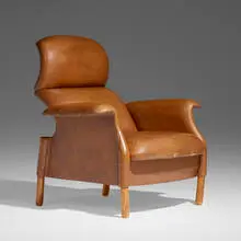 San Luca lounge chair by Achille & Pier Giacomo Castiglioni, c. 1959, leather, beech, sold Mar 2024