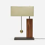 Lika Moore for Blackman Cruz Workshop, One Way table lamp (from the Brass Ball series), brass, cocobolo, silk