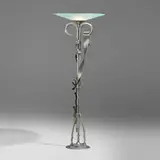 Albert Paley, Millennium floor lamp, 1999, forged, fabricated, and painted steel, frosted glass