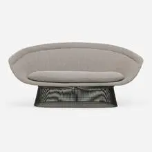 Warren Platner, Settee, model 1716, 1966, bronze-plated steel, upholstery
