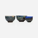 Collection of three bowls by Toshiko Takaezu, glazed stoneware, glazed porcelain, sold Sep 2024