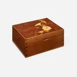 Silas Kopf, Jewelry box with morning glories, 1996, mixed wood marquetry, velvet