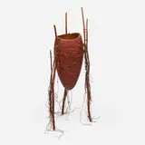 Michael Hosaluk, Tribal Gathering, 1991, elm, linen, copper, beads, feather