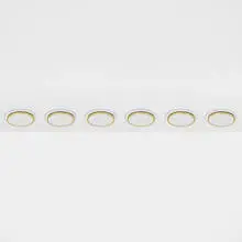Arne Jacobsen, Munkegård ceiling lamps, set of six, 1955 / 1982, white glass, brass-plated copper, lacquered aluminum