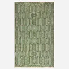 Barbro Nilsson, Strålblomman grön flatweave carpet, 1954, hand-woven wool